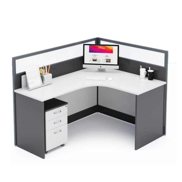 Arcadia Professional White and Gray Cubicle Commercial Staff Office Workplace Workstation Desks and Sets Suitable for Offices