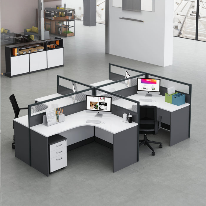 Arcadia 专业白色和灰色隔间商业职员办公室工作场所工作站办公桌和套装适合办公室