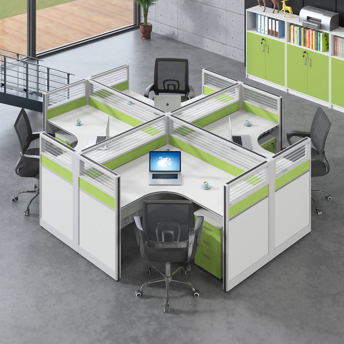 Arcadia 专业绿色和灰色隔间商业职员办公室工作场所工作站办公桌和套装适合办公室