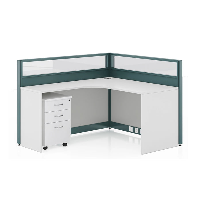 Arcadia Professional Teal Blue and White Cubicle Commercial Staff Office Workplace Workstation Desks and Sets Suitable for Offices