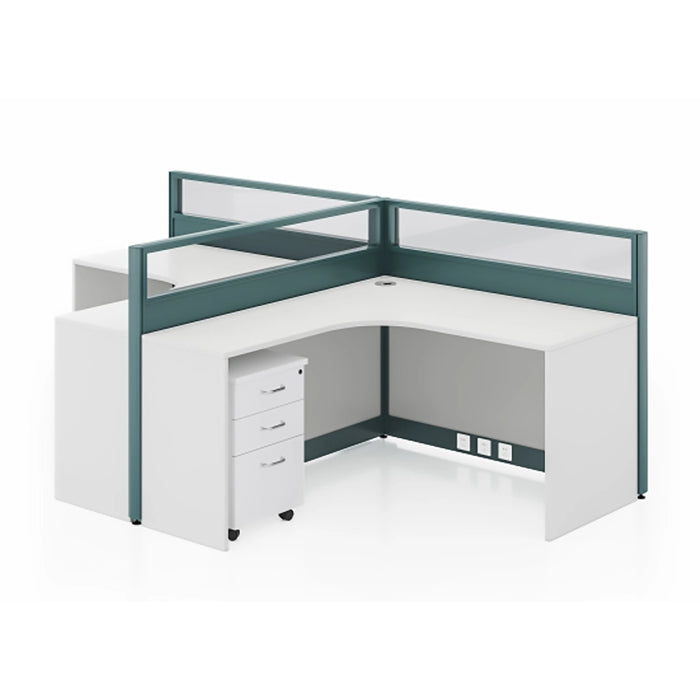 Arcadia Professional Teal Blue and White Cubicle Commercial Staff Office Workplace Workstation Desks and Sets Suitable for Offices