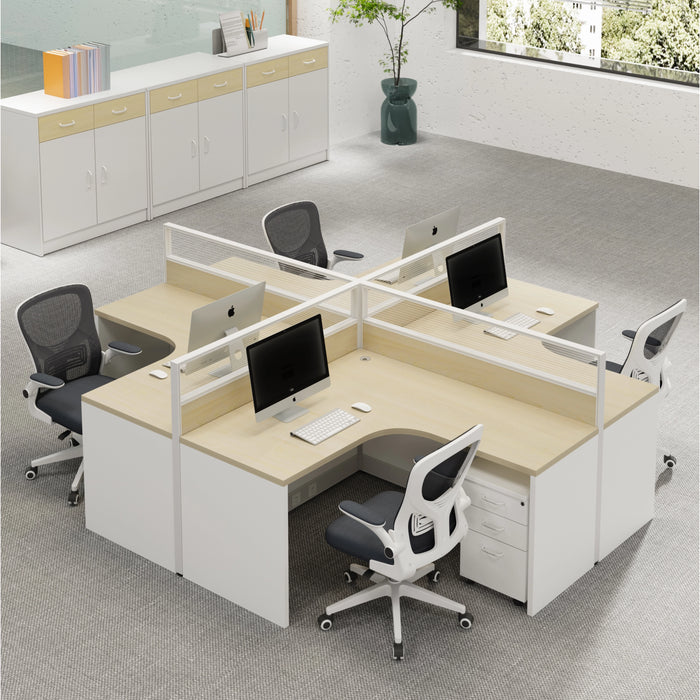 Arcadia 专业米色棕褐色和白色隔间商业职员办公室工作场所工作站办公桌和套装适合办公室