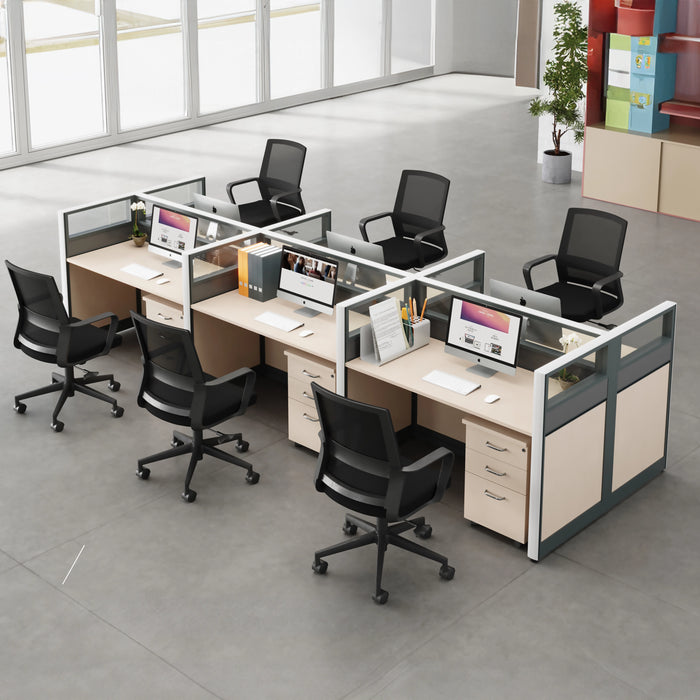 Arcadia Professional 米色和灰色经典商业职员办公室工作场所工作站办公桌和套装适合办公室