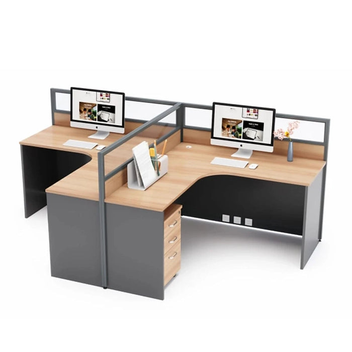 Keaton 57-228" Gray L-shaped Cubicle Office Workstation | AF JY-45.CU1/2