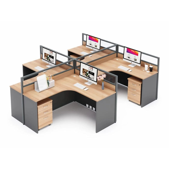 Keaton 57-228" Gray L-shaped Cubicle Office Workstation | AF JY-45.CU1/2