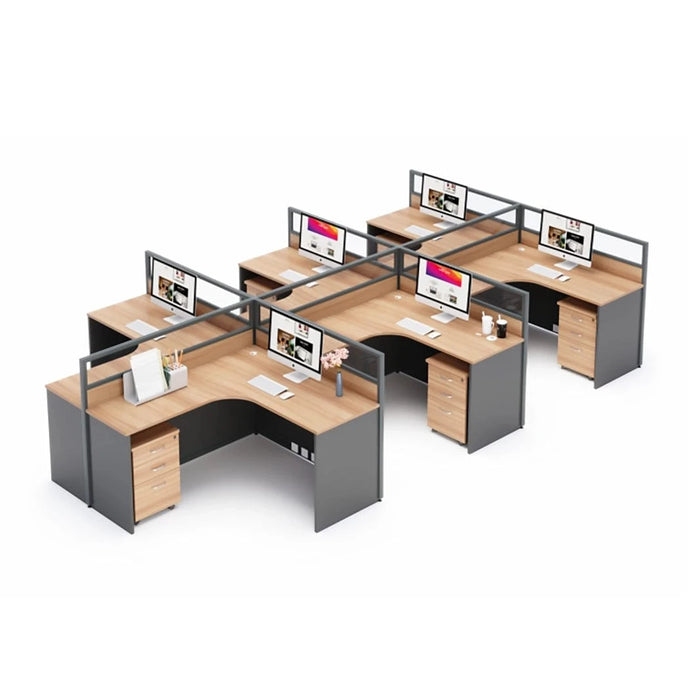 Keaton 57-228" Gray L-shaped Cubicle Office Workstation | AF JY-45.CU1/2