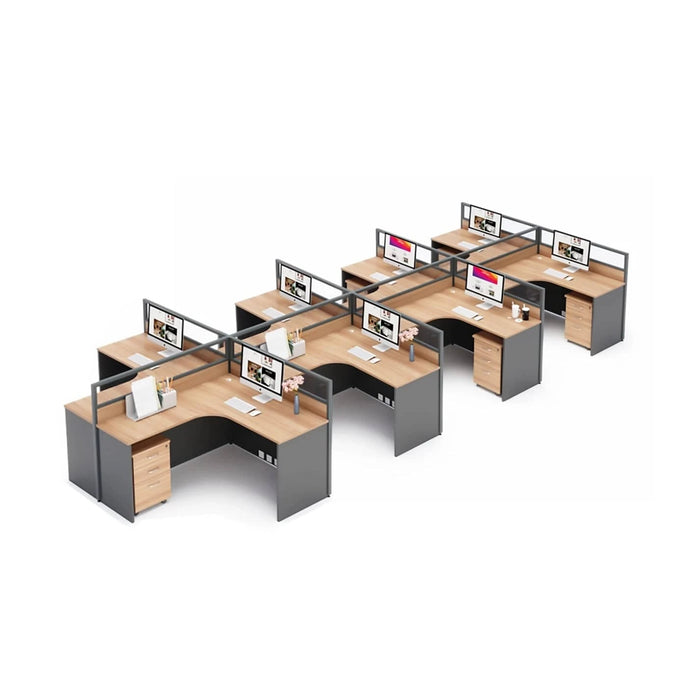 Keaton 57-228" Gray L-shaped Cubicle Office Workstation | AF JY-45.CU1/2