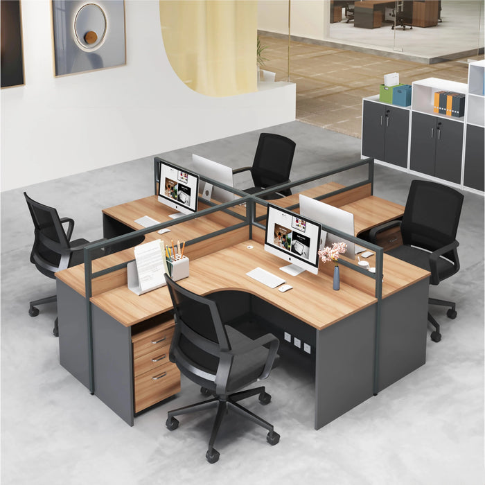 Keaton 57-228" Gray L-shaped Cubicle Office Workstation | AF JY-45.CU1/2