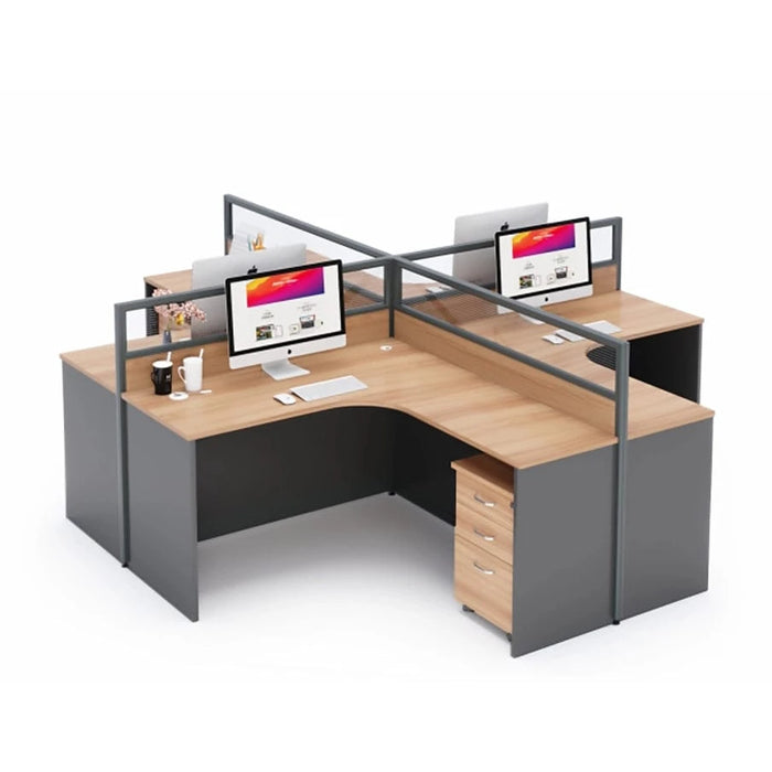 Keaton 57-228" Gray L-shaped Cubicle Office Workstation | AF JY-45.CU1/2