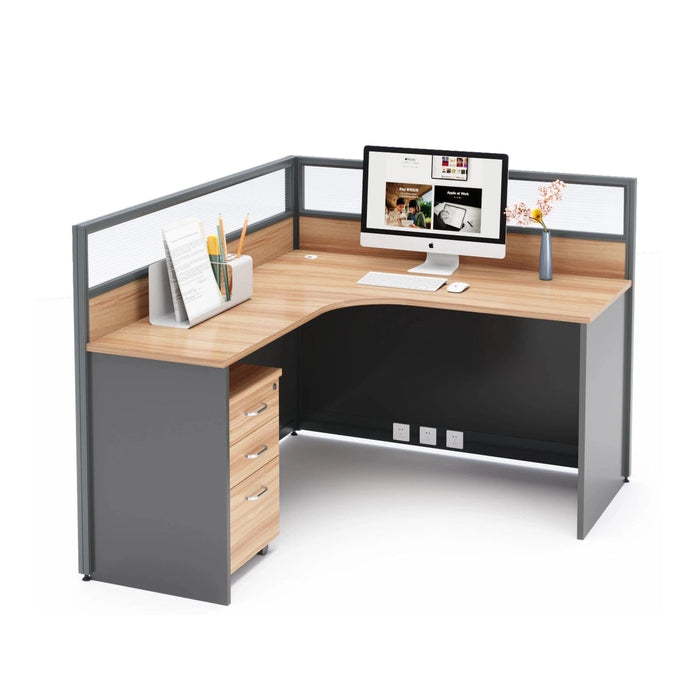 Keaton 57-228" Gray L-shaped Cubicle Office Workstation | AF JY-45.CU1/2