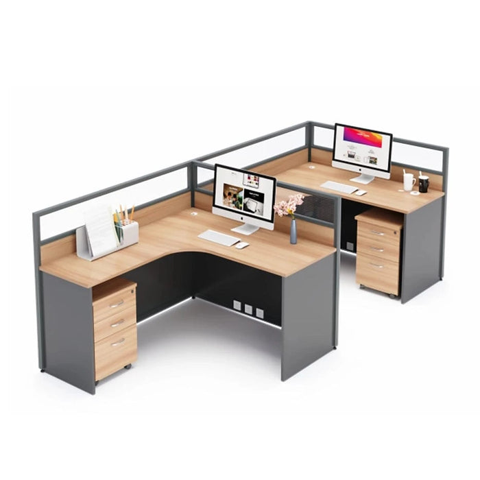 Keaton 57-228" Gray L-shaped Cubicle Office Workstation | AF JY-45.CU1/2