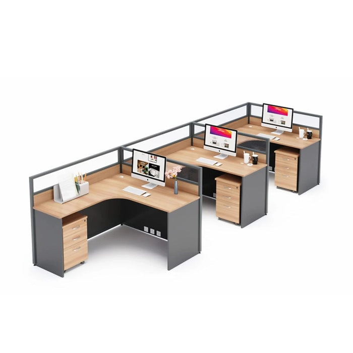 Keaton 57-228" Gray L-shaped Cubicle Office Workstation | AF JY-45.CU1/2