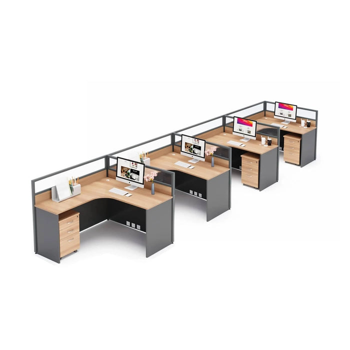 Keaton 57-228" Gray L-shaped Cubicle Office Workstation | AF JY-45.CU1/2