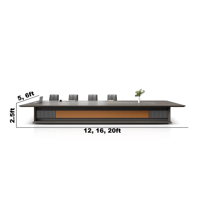 Arcadia 高端（21 至 20 英尺，可容纳 14 至 26 人）深棕色会议室会议桌