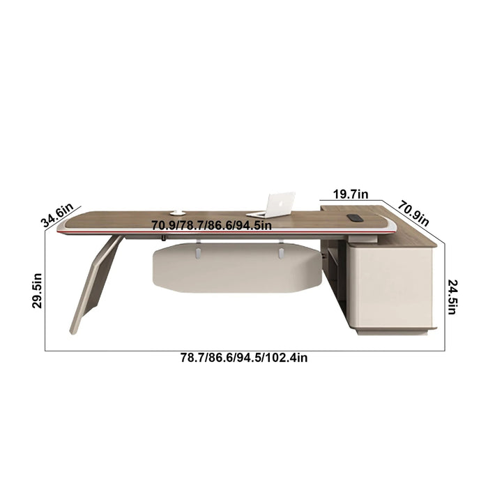 Kyros 79-102" Beige L-shaped Executive Desk | AF LY-ZY-B25B