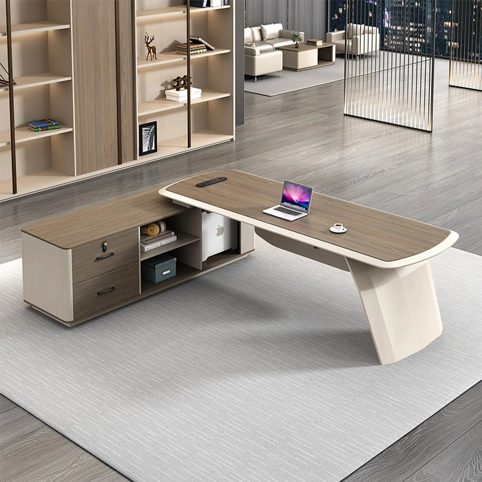 Kyros 79-102" Beige L-shaped Executive Desk | AF LY-ZY-B25B