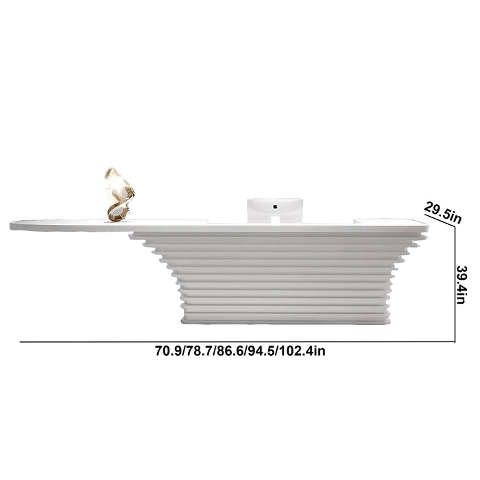 Arcadia Large High-End Luxe Frost White Front Reception Desk with Workstation for Office Reception, Lobbies and Waiting Rooms