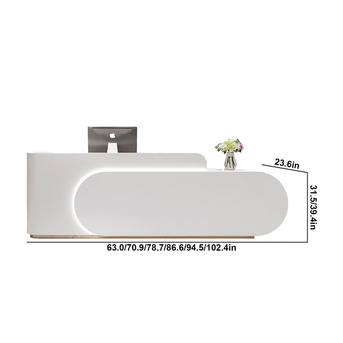 Arcadia Large Modern Rose White Front Reception Desk with Workstation for Office Reception, Lobbies and Waiting Rooms