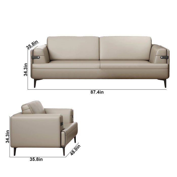 Basti 48-88" Beige Microfiber Leather Lounge Seating Sofas | AF ZT-Z485017