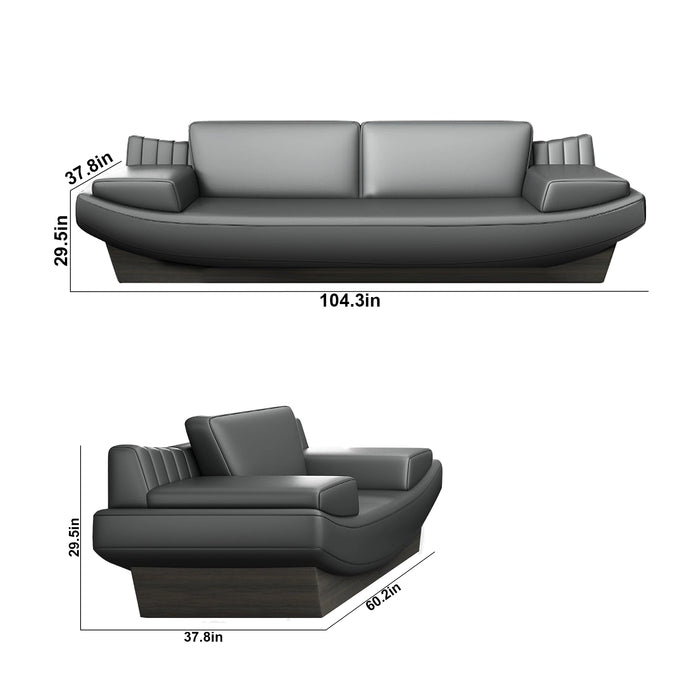 Tyrin 60-104" Black Microfiber Leather Lounge Seating Sofas | AF ZT-Z485037