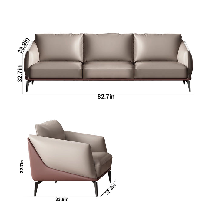 Daven 37-83" Beige Microfiber Leather Lounge Seating Sofas | AF ZT-Z485023