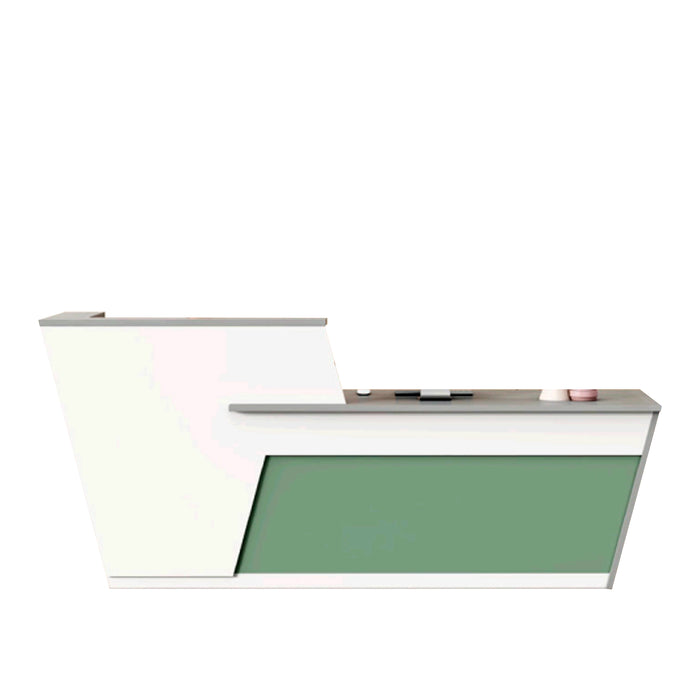 Freesia 71-95" White Rectangular Receptionist Desk with Gloss Finishing | AF JY-MSE01