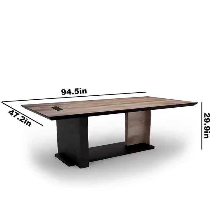 Arcadia 中型高端黑色/棕色行政办公桌/会议桌，带电线管理