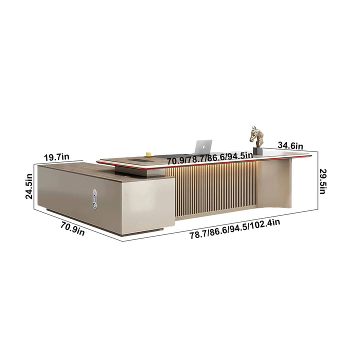 Neo 79-102" Beige L-shaped Executive Desk | AF LY-ZY-B20