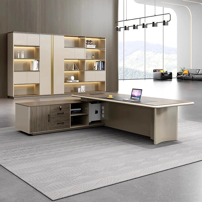 Neo 79-102" Beige L-shaped Executive Desk | AF LY-ZY-B20