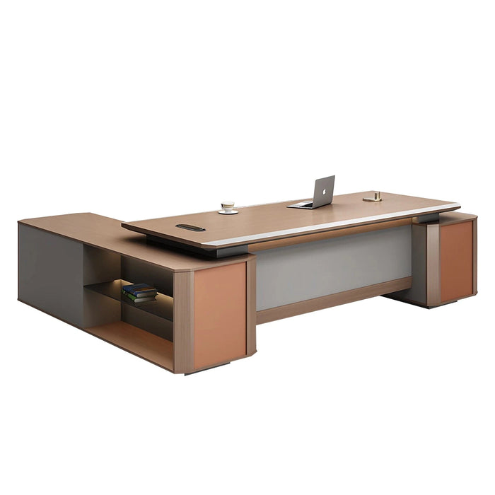 Nitro 87-142" Brown L-shaped Executive Desk | AF LY-DQ-B26B