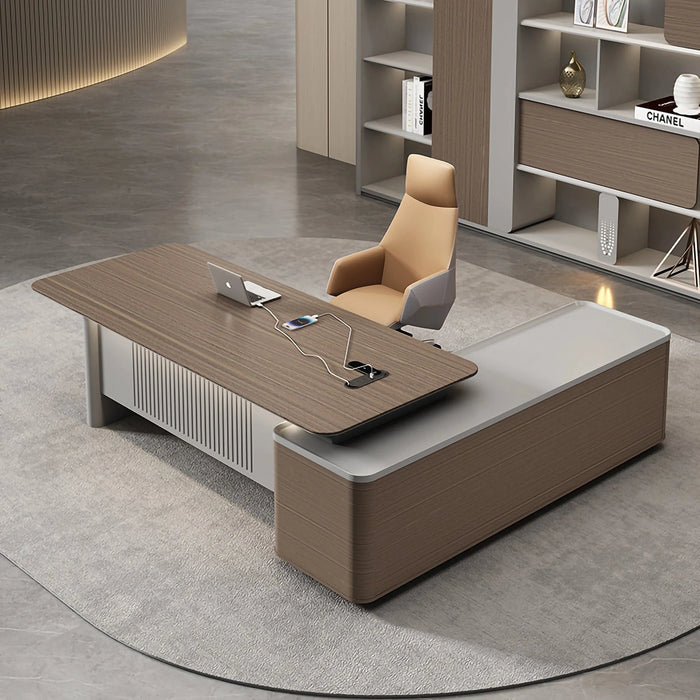 Rio 79-102" Brown L-shaped Executive Desk | AF LY-CJ4