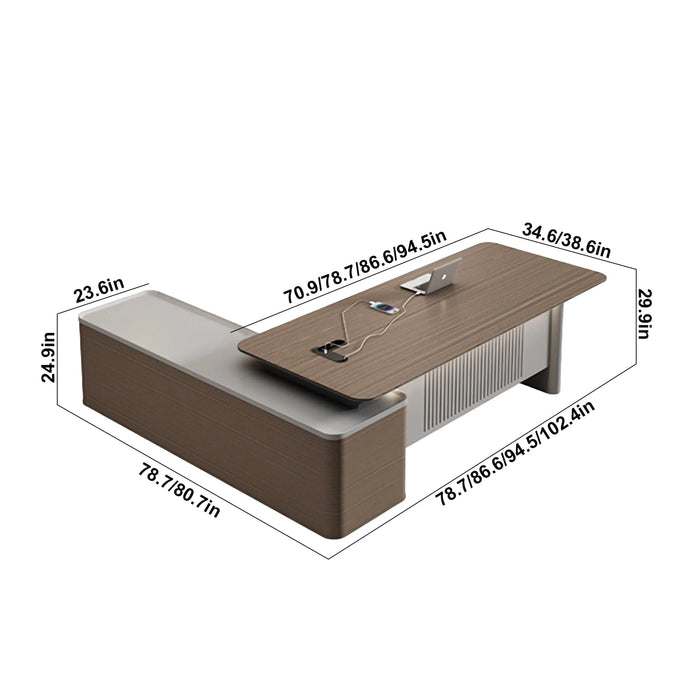 Rio 79-102" Brown L-shaped Executive Desk | AF LY-CJ4