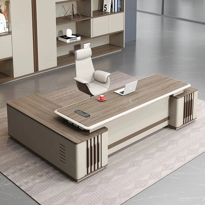 Roarke 95-126" Beige L-shaped Executive Desk | AF LY-ZY-B24B