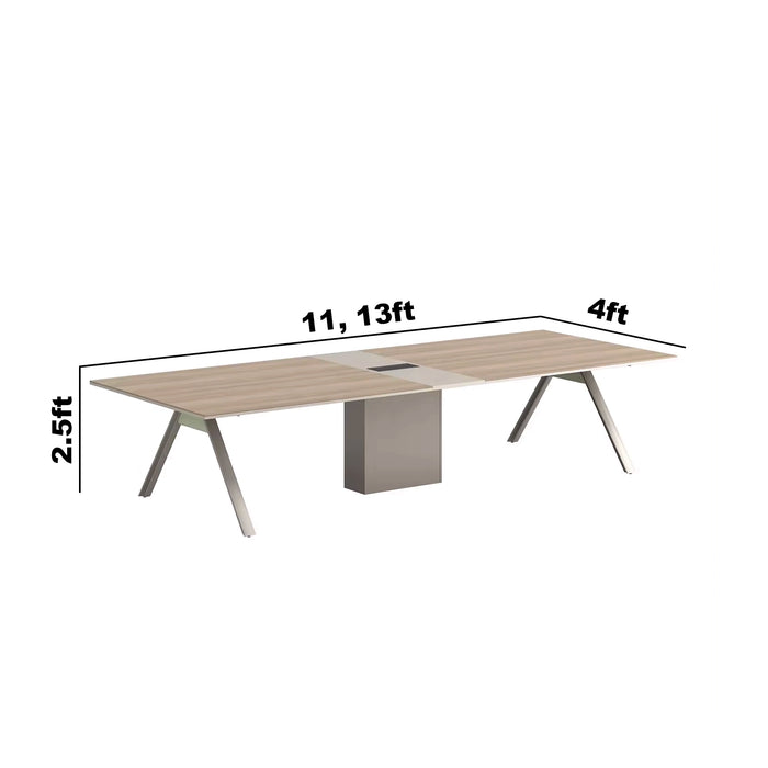 Arcadia High-end (8 to 13 feet, seats 8 to 18 people) Birch Oak and Tan Conference Table for Meeting Rooms