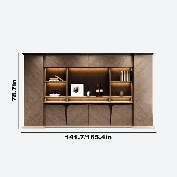Arcadia Royal Grayish Brown Home Office Residential and Commercial Shelving Wall Unit Library Wall Set