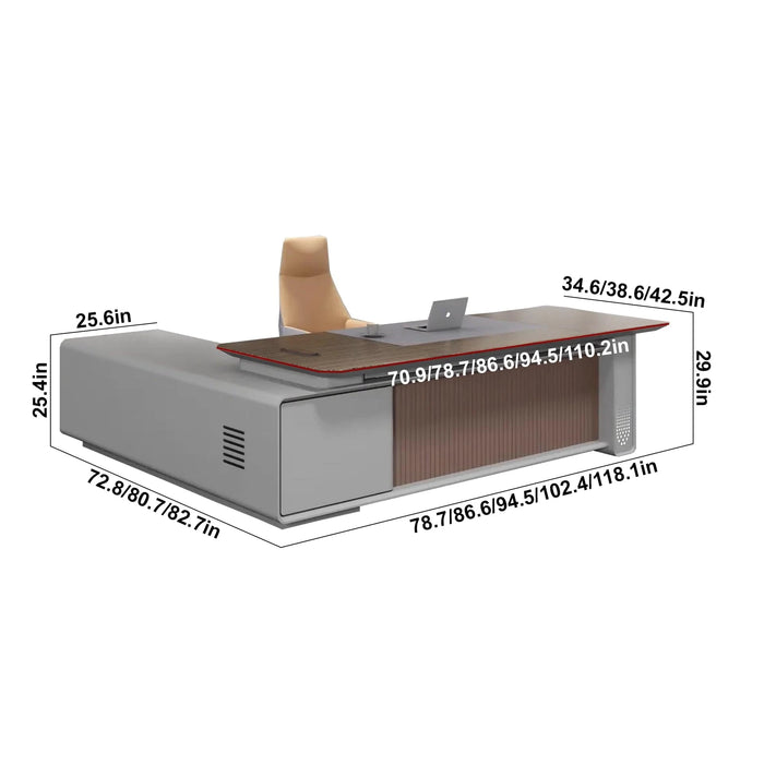 Titan 79-118" Gray L-shaped Executive Desk | AF LY-CJ2