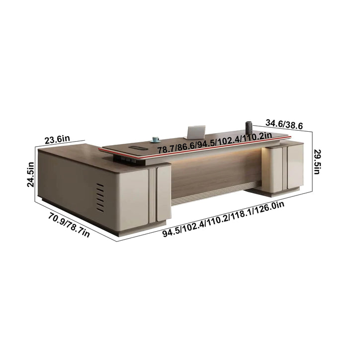 Veyron 95-126" Beige L-shaped Executive Desk | AF LY-ZY-B24D