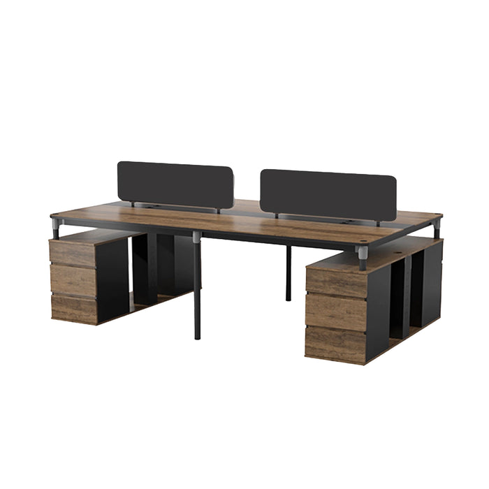 Arcadia Professional Mahogany Ash Commercial Staff Office Workplace Four-Seat Workstation Desks Suitable for Offices