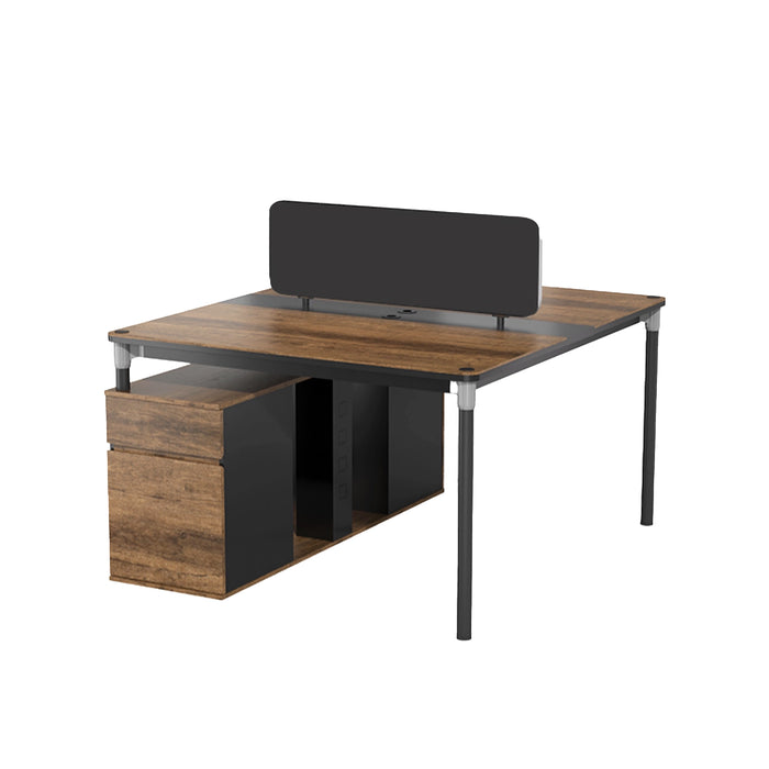 Arcadia Professional Noirwood Mahogany Commercial Staff Office Workplace Two-Seat Workstation Desks Suitable for Offices