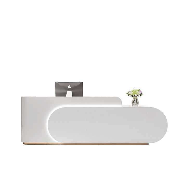 Arcadia Large Modern Rose White Front Reception Desk with Workstation for Office Reception, Lobbies and Waiting Rooms