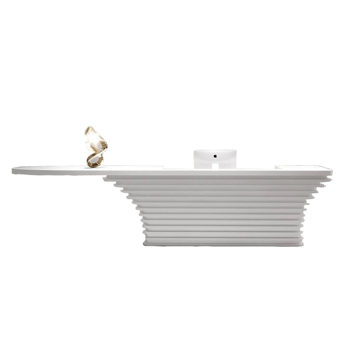 Arcadia Large High-End Luxe Frost White Front Reception Desk with Workstation for Office Reception, Lobbies and Waiting Rooms