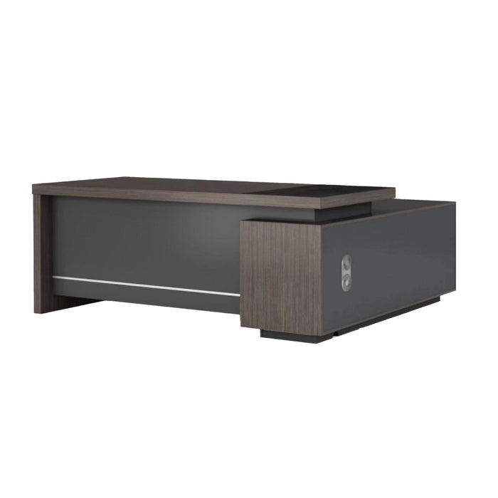 Arcadia Large Modern Techwood Noir Executive L-shaped Home Office Desk with Drawers and Storage, Cable Management, and Password Lock