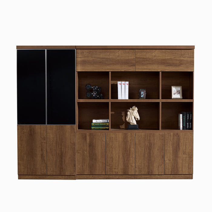 Arcadia Elegante estantería de pared para biblioteca, estantería profesional y para el hogar, roble marrón natural
