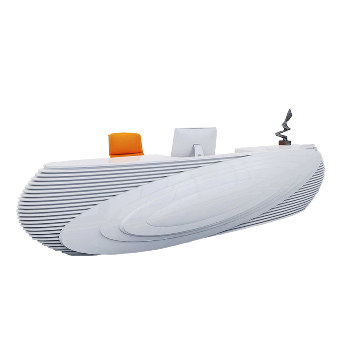 Arcadia Large Modern Ice White Front Reception Desk with Workstation for Office Reception, Lobbies and Waiting Rooms