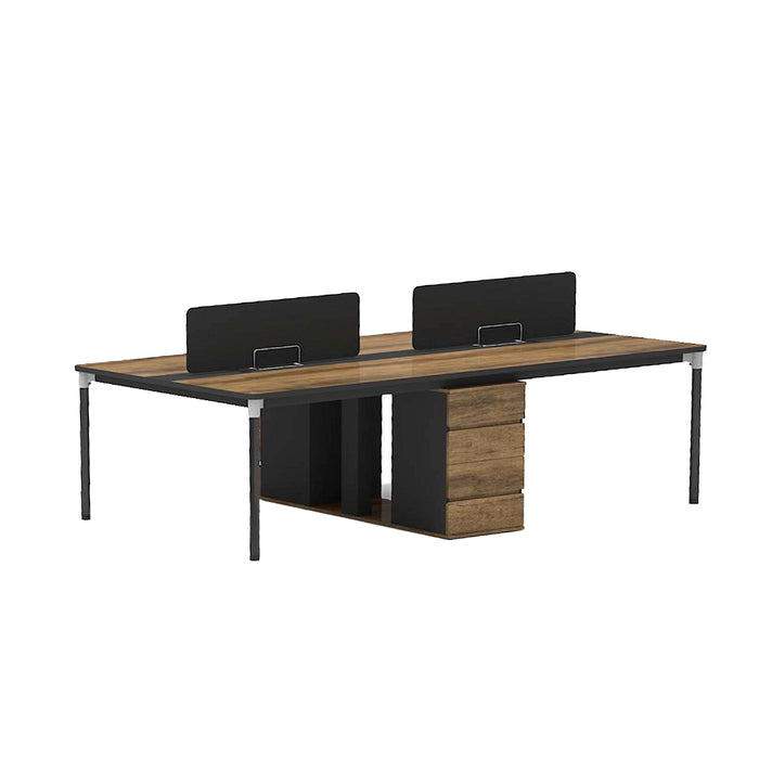 Arcadia Professional Mahogany Ash Commercial Staff Office Workplace Four-Seat Workstation Desks Suitable for Offices