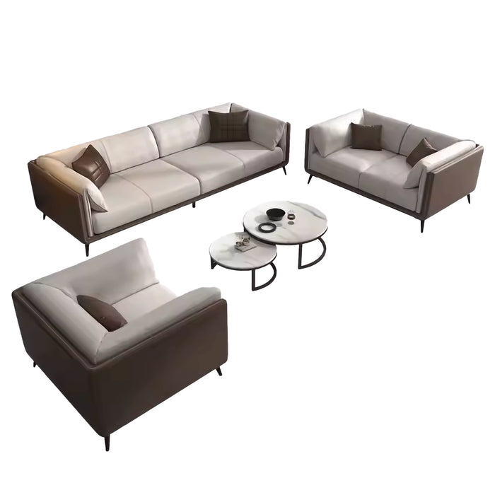 Reid 40-79" Beige PU Leather Lounge Seating Sofas | AF [ZT] JY-K2217