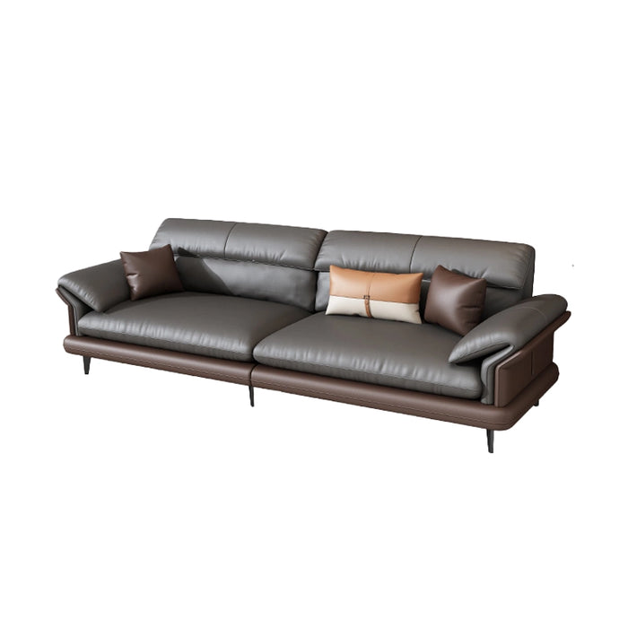 Owen 47-83" Black/Beige PU/Genuine Leather Lounge Seating Sofas | AF [ZT] LY-Q6