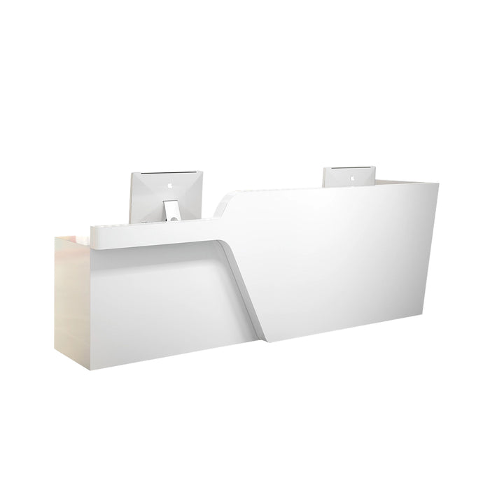 Arcadia Large High-End Porcelain White Front Reception Desk with Dual Workstation for Lobbies and Waiting Rooms