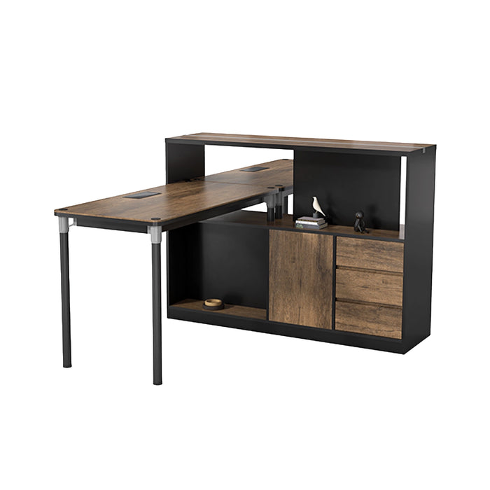 Arcadia Professional Noirwood Mahogany Commercial Staff Office Workplace Two-Seat Workstation Desks Suitable for Offices