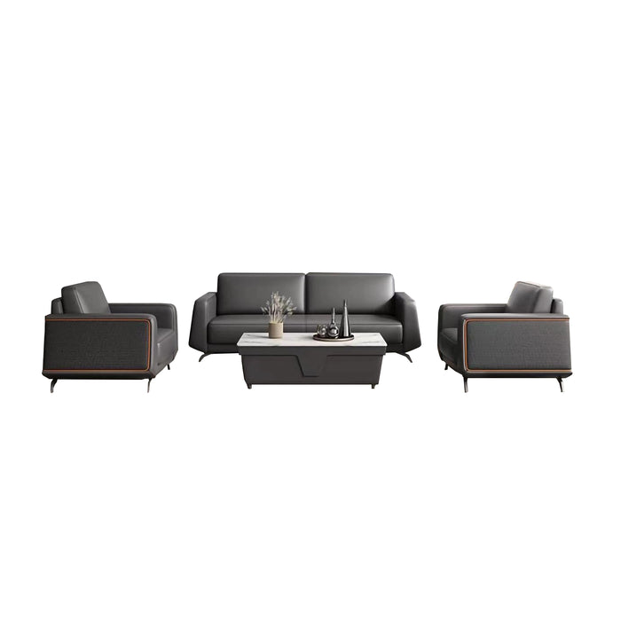 Ella 44-83" Black PU Leather Lounge Seating Sofas | AF [ZT] JY-L-8808